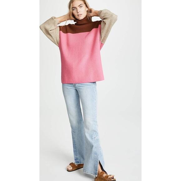 Free People Softly Structured Colorblock Sweater in Candy Pop - Picture 3 of 12